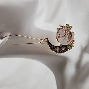 Cat on the‎ Moon Earrings